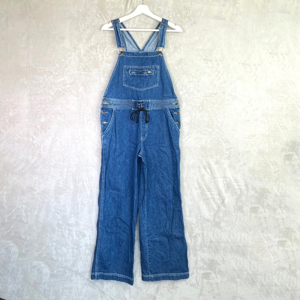 Vintage Carter's Watch the Wear Denim Overalls Women‎ M 90s Y2K Wide Leg Lace Up